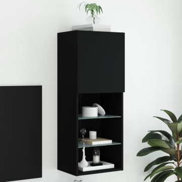 Comodă TV cu lumini LED, negru, 40,5x30x102 cm - Img 1