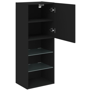 Comodă TV cu lumini LED, negru, 40,5x30x102 cm - Img 7