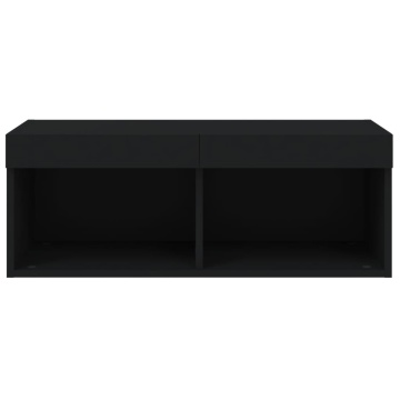 Comodă TV cu lumini LED, negru, 80x30x30 cm - Img 7