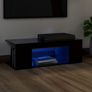 Comodă TV cu lumini LED, negru, 90x39x30 cm - Img 1