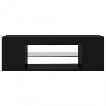 Comodă TV cu lumini LED, negru, 90x39x30 cm - Img 7