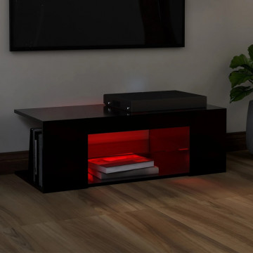 Comodă TV cu lumini LED, negru, 90x39x30 cm - Img 8
