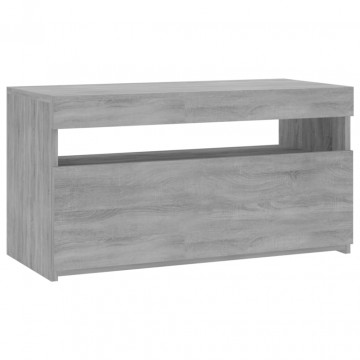 Comodă TV cu lumini LED, sonoma gri, 75x35x40 cm - Img 2