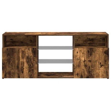 Comodă TV cu lumini LED, stejar fumuriu, 120x30x50 cm - Img 6