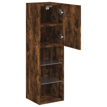 Comodă TV cu lumini LED, stejar fumuriu, 30,5x30x102 cm - Img 7