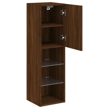 Comodă TV cu lumini LED, stejar maro, 30,5x30x102 cm - Img 7