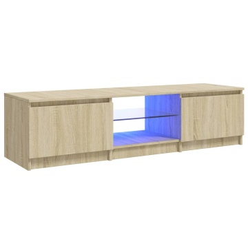 Comodă TV cu lumini LED, stejar sonoma, 140x40x35,5 cm - Img 2