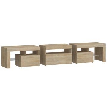 Comodă TV cu lumini LED, stejar sonoma, 200x36,5x40 cm - Img 7