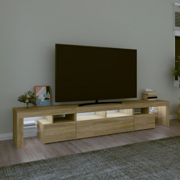 Comodă TV cu lumini LED, stejar sonoma, 230x36,5x40 cm - Img 3