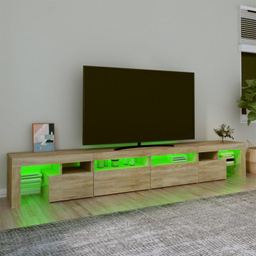 Comodă TV cu lumini LED, stejar sonoma,260x36,5x40cm - Img 4