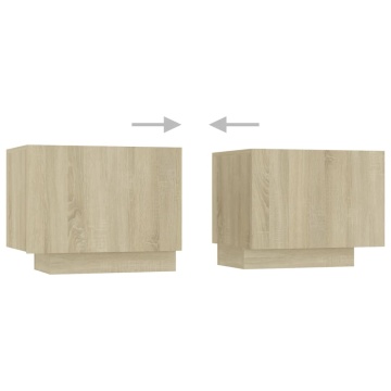 Comodă TV cu lumini LED, stejar sonoma, 300x35x40 cm - Img 7