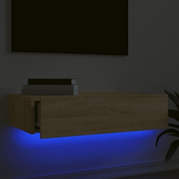 Comodă TV cu lumini LED, stejar sonoma, 60x35x15,5 cm - Img 4