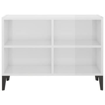 Comodă TV cu picioare metalice, alb extralucios, 69,5x30x50 cm - Img 4