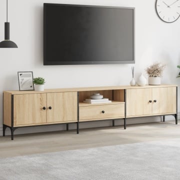 Comodă TV cu sertar, stejar sonoma, 200x25x44 cm lemn prelucrat - Img 1