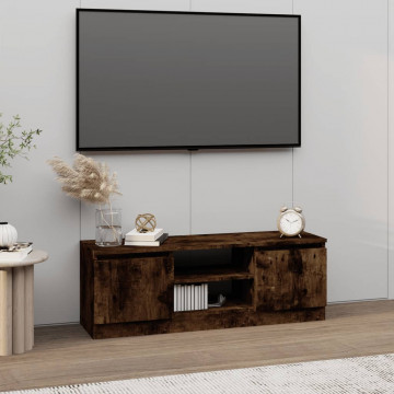 Comodă TV cu ușă, stejar fumuriu, 102x30x36 cm - Img 1