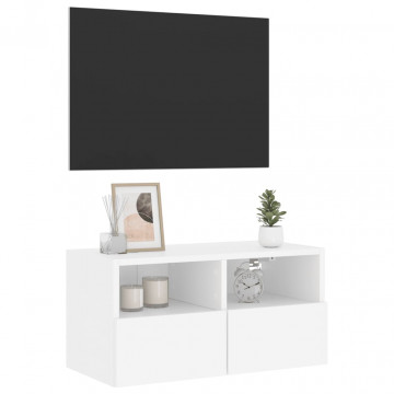 Comodă TV de perete, alb, 60x30x30 cm, lemn prelucrat - Img 8