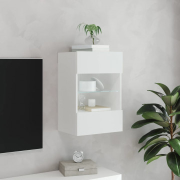 Comodă TV de perete cu lumini LED, alb, 40x30x60,5 cm - Img 8