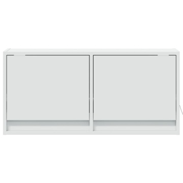 Comodă TV de perete cu lumini LED, alb, 80x31x38 cm - Img 5