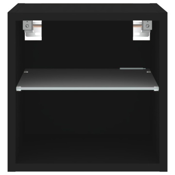 Comodă TV de perete cu lumini LED, negru, 30x28,5x30 cm - Img 7