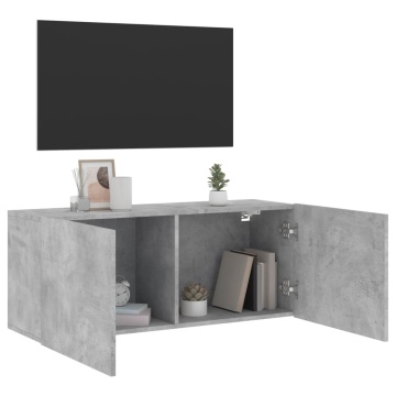 Comodă TV de perete, gri beton, 100x30x41 cm - Img 4