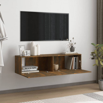 Comodă TV de perete stejar afumat 120x30x30 cm lemn compozit - Img 3