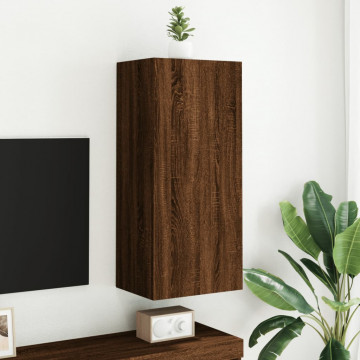 Comodă TV de perete, stejar maro, 40,5x30x90 cm, lemn prelucrat - Img 3