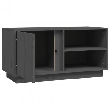 Comodă TV, gri, 80x35x40,5 cm, lemn masiv de pin - Img 6