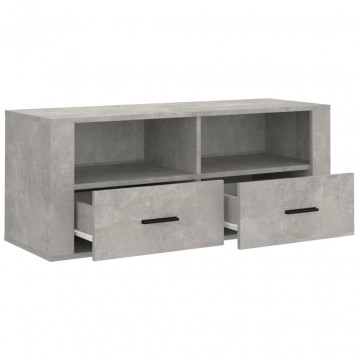 Comodă TV, gri beton, 100x35x40 cm, lemn prelucrat - Img 6