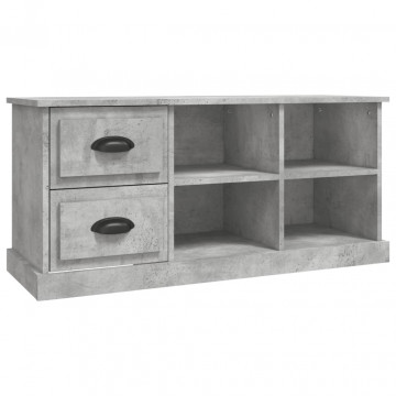 Comodă TV, gri beton, 102x35,5x47,5 cm, lemn prelucrat - Img 2