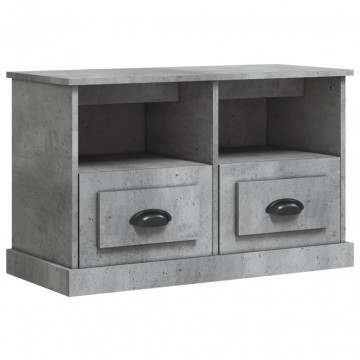 Comodă TV, gri beton, 80x35x50 cm, lemn prelucrat - Img 2