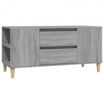 Comodă TV, gri sonoma, 102x44,5x50 cm, lemn prelucrat - Img 2
