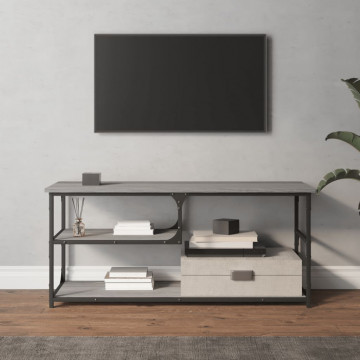 Comodă TV, gri sonoma, 103x38x46,5 cm, lemn prelucrat și oțel - Img 3