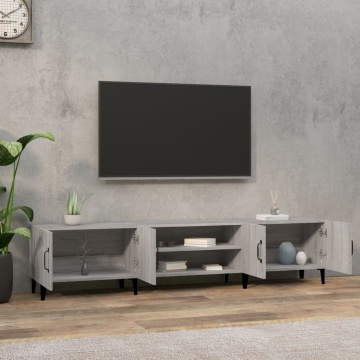 Comodă TV, gri sonoma, 180x31,5x40 cm, lemn prelucrat - Img 3