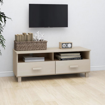 Comodă TV, maro miere, 106x40x40 cm, lemn masiv de pin - Img 4