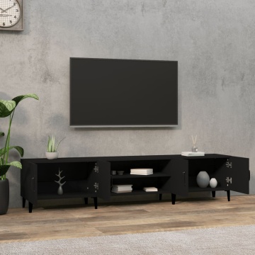 Comodă TV, negru, 180x31,5x40 cm, lemn prelucrat - Img 3