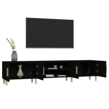 Comodă TV, negru, 180x31,5x40 cm, lemn prelucrat - Img 8
