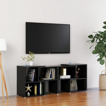 Comodă TV, negru extralucios, 104x30x52 cm, PAL - Img 1