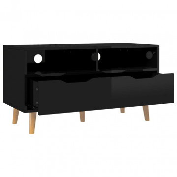 Comodă TV, negru extralucios, 90x40x48,5 cm, PAL - Img 4