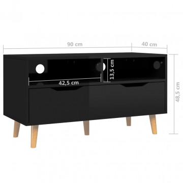 Comodă TV, negru extralucios, 90x40x48,5 cm, PAL - Img 6