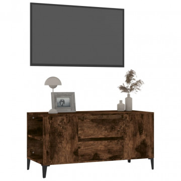Comodă TV, stejar fumuriu, 102x44,5x50 cm, lemn prelucrat - Img 4