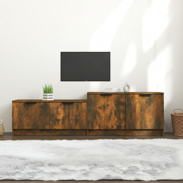 Comodă TV, stejar fumuriu, 158,5x36x45 cm, lemn prelucrat - Img 1