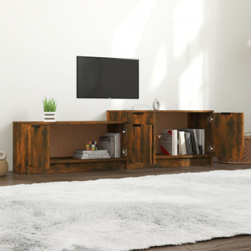 Comodă TV, stejar fumuriu, 158,5x36x45 cm, lemn prelucrat - Img 3