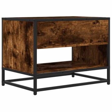 Comodă TV, stejar fumuriu, 61x40x46 cm lemn prelucrat și metal - Img 5