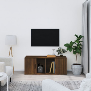 Comodă TV, stejar maro, 100x35x40 cm, lemn prelucrat - Img 1