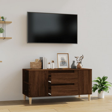 Comodă TV, stejar maro, 102x44,5x50 cm, lemn prelucrat - Img 1