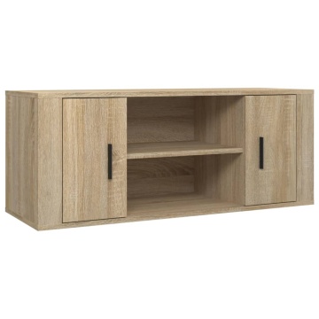 Comodă TV, stejar sonoma, 100x35x40 cm, lemn prelucrat - Img 2
