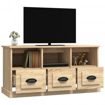 Comodă TV, stejar sonoma, 100x35x50 cm, lemn prelucrat - Img 8
