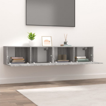 Comode TV, 2 buc., gri sonoma, 80x30x30 cm, lemn prelucrat - Img 3