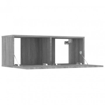 Comode TV, 2 buc., gri sonoma, 80x30x30 cm, lemn prelucrat - Img 6