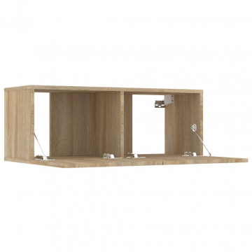 Comode TV, 2 buc., stejar sonoma, 80x30x30 cm, lemn compozit - Img 6